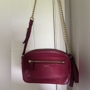Coach Leather Shoulder Bag with Chain Strap
